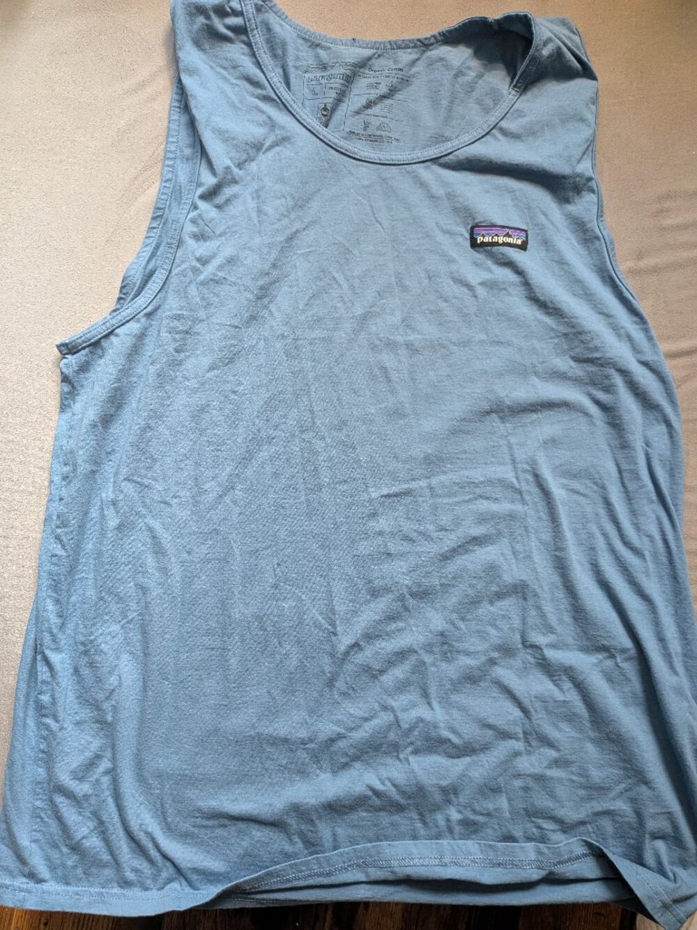 Patagonia Men's P-6 Label Organic Tank Top - Pigeon Blue (Size Large)